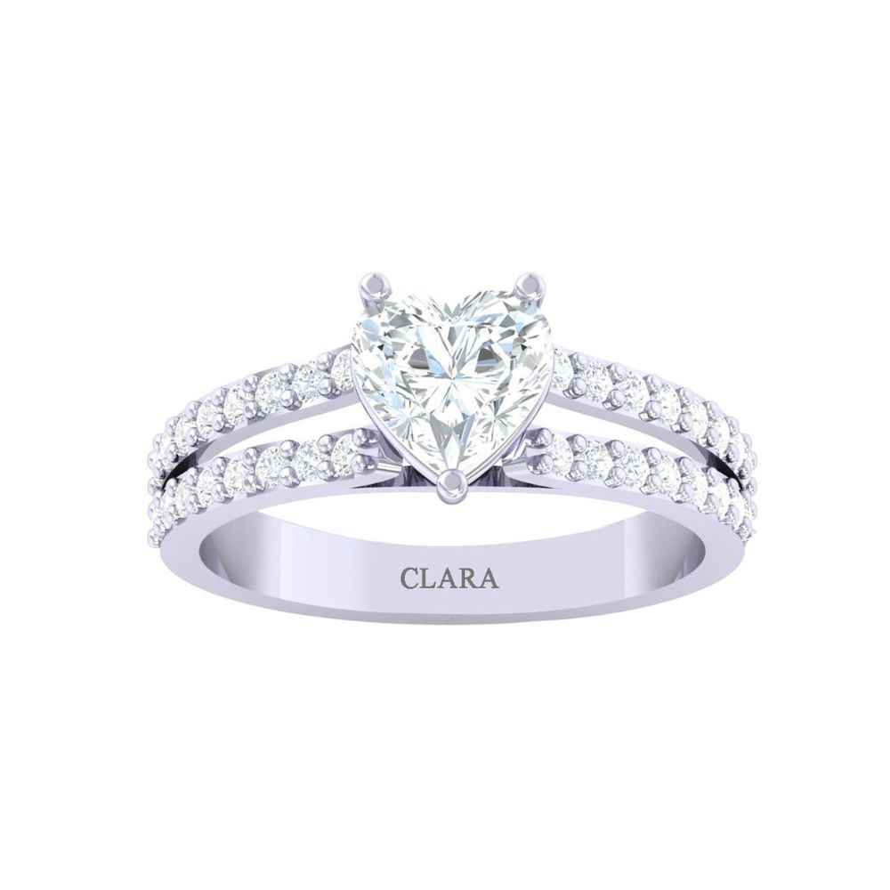 CLARA Made with Swarovski Zirconia 92.5 Sterling Silver Heart Solitaire Ring Gift for Women and Girls