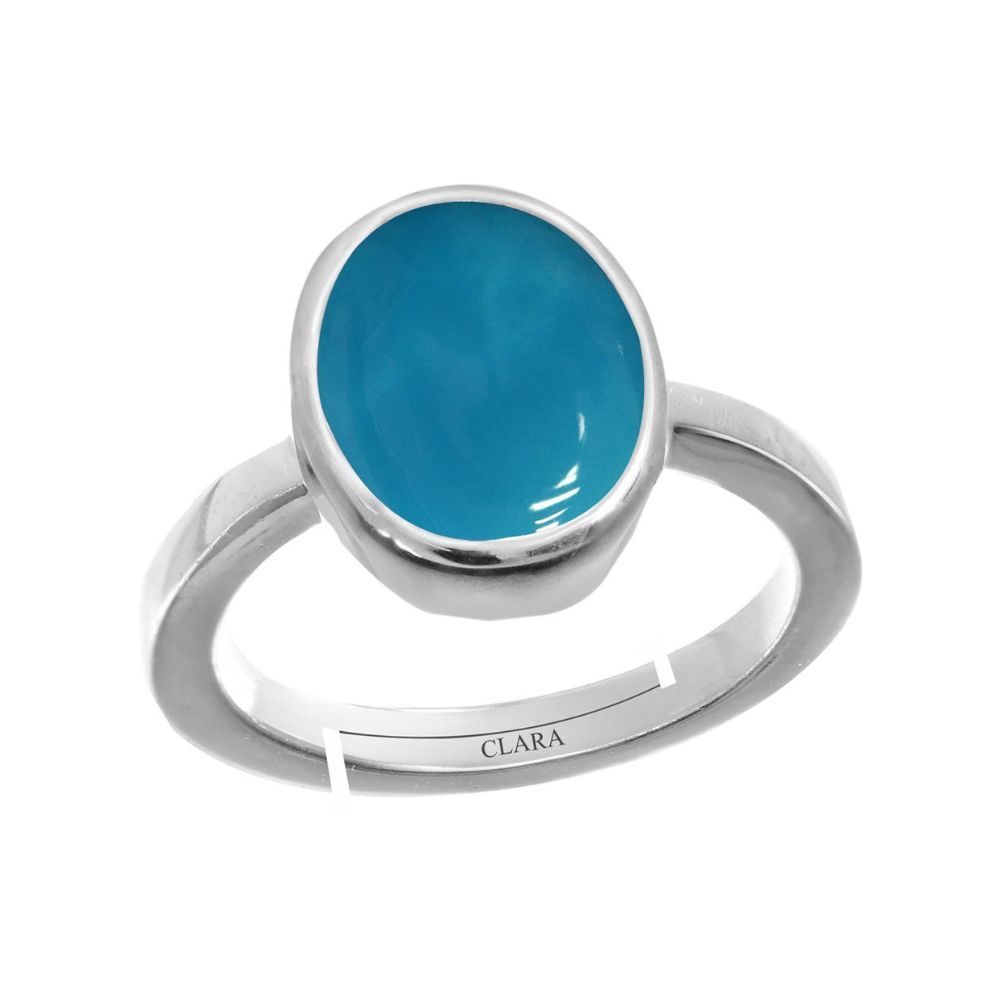 Clara Turquoise Firoza 3cts or 3.25ratti Stone Silver Adjustable Ring for Women