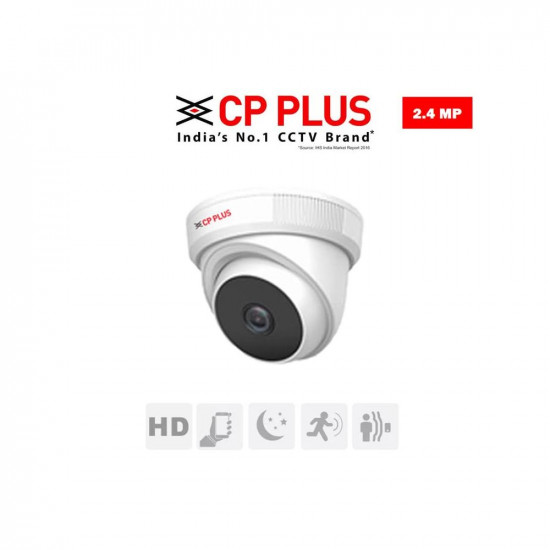 Clocite CP Plus 4 Channel DVR with 24MP 1 Dome  1 Bullet Cameras DayNight Vision  500GB HDD  Copper Cable Roll 13 4 CH Power Supply  BNC  DC Full Combo Kit