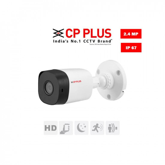 Clocite CP Plus 4 Channel DVR with 24MP 1 Dome  1 Bullet Cameras DayNight Vision  500GB HDD  Copper Cable Roll 13 4 CH Power Supply  BNC  DC Full Combo Kit