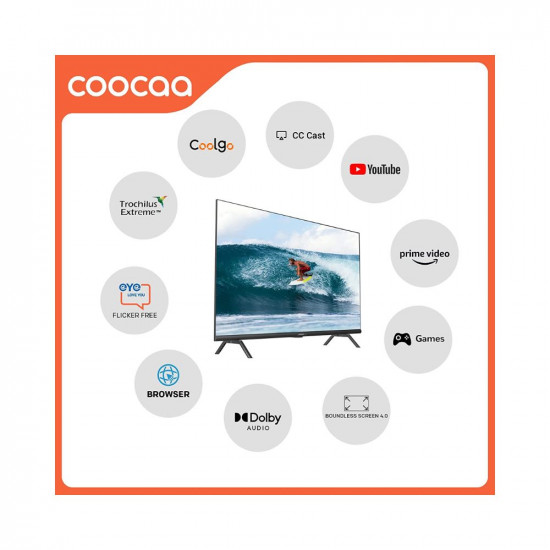 Coocaa 100 cm 40 inches Frameless Series Full HD Smart IPS LED TV 40S3U Pro Black
