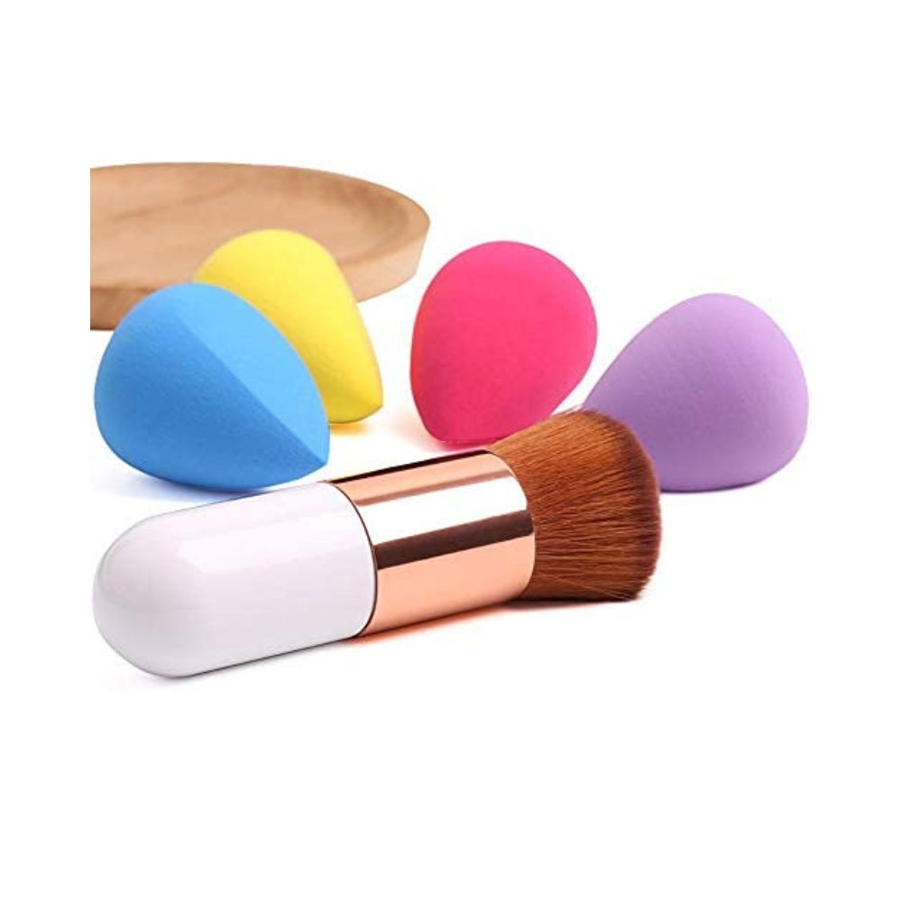 Cosluxe 4+1Pcs Makeup Beauty Blender Sponges with Powder Brush