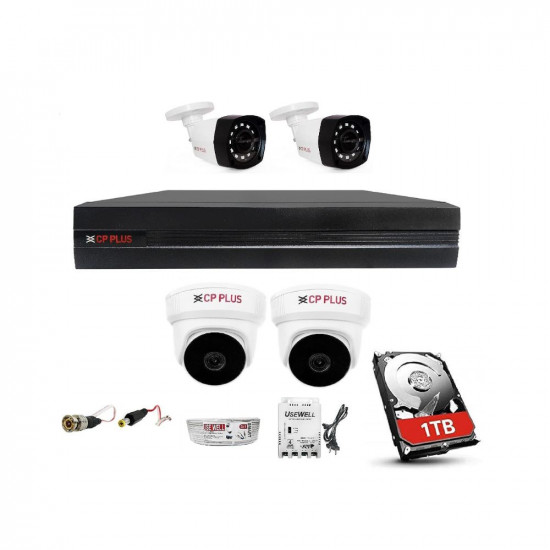 CP PLUS 4 Channal HD DVR 1080p 1PcsOutdoor Wired Camera 24 MP 2Pcs