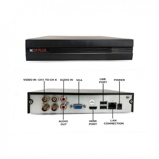 CP PLUS 4 Channal HD DVR 1080p 1PcsOutdoor Wired Camera 24 MP 2Pcs