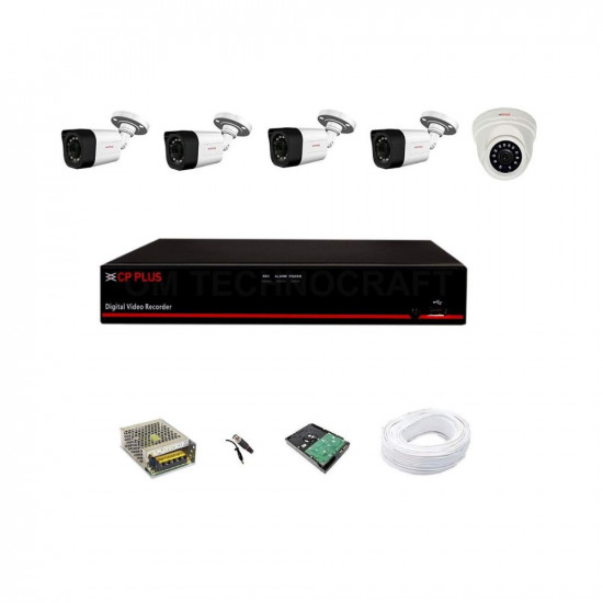 CP Plus Astra HD 8 Channel DVR with 24 MP 1 Dome  4 Bullet Cameras  2 TB Surveillance HDD  31 Cable 90 Mtr  8 CH Power Supply  BNC  DC Full Combo Kit