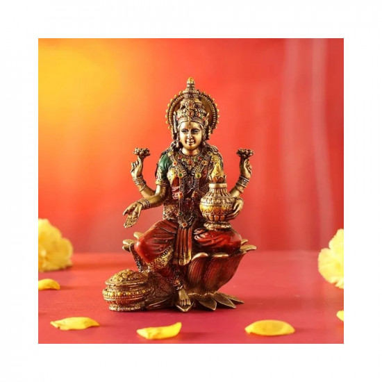 CraftVatika Lakshmi Devi Idol Statue for Home Puja Goddess Laxmi Idols Showpiece for Temple Pooja Room Diwali Decoration Gifts for Family Friends Corporate Client Mother Father