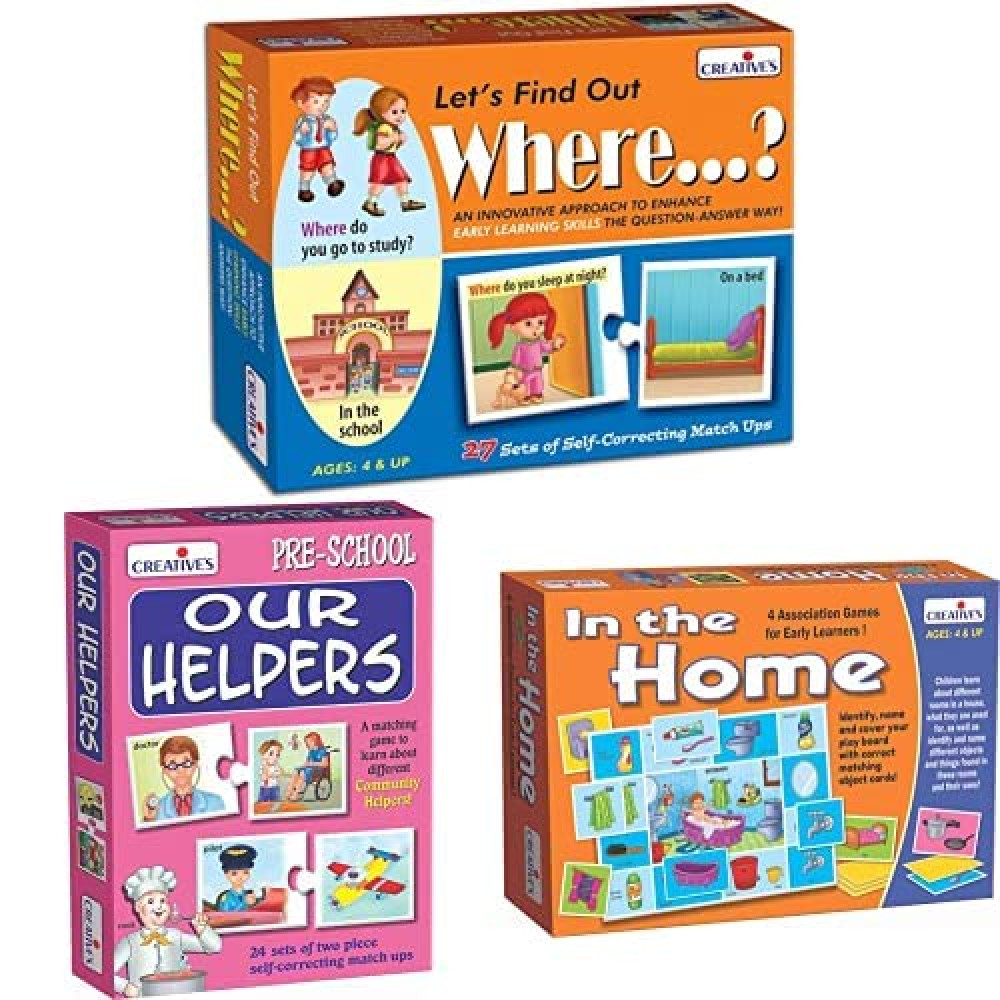 Creative Educational Aids P. Ltd. - CRE0996 Let&#039;s Find Out Where Puzzle (Multi-Color, 54 Pieces)|CRE0630 Our Helpers Puzzle (Multi-Color, 48 Pieces)|The Home Puzzle