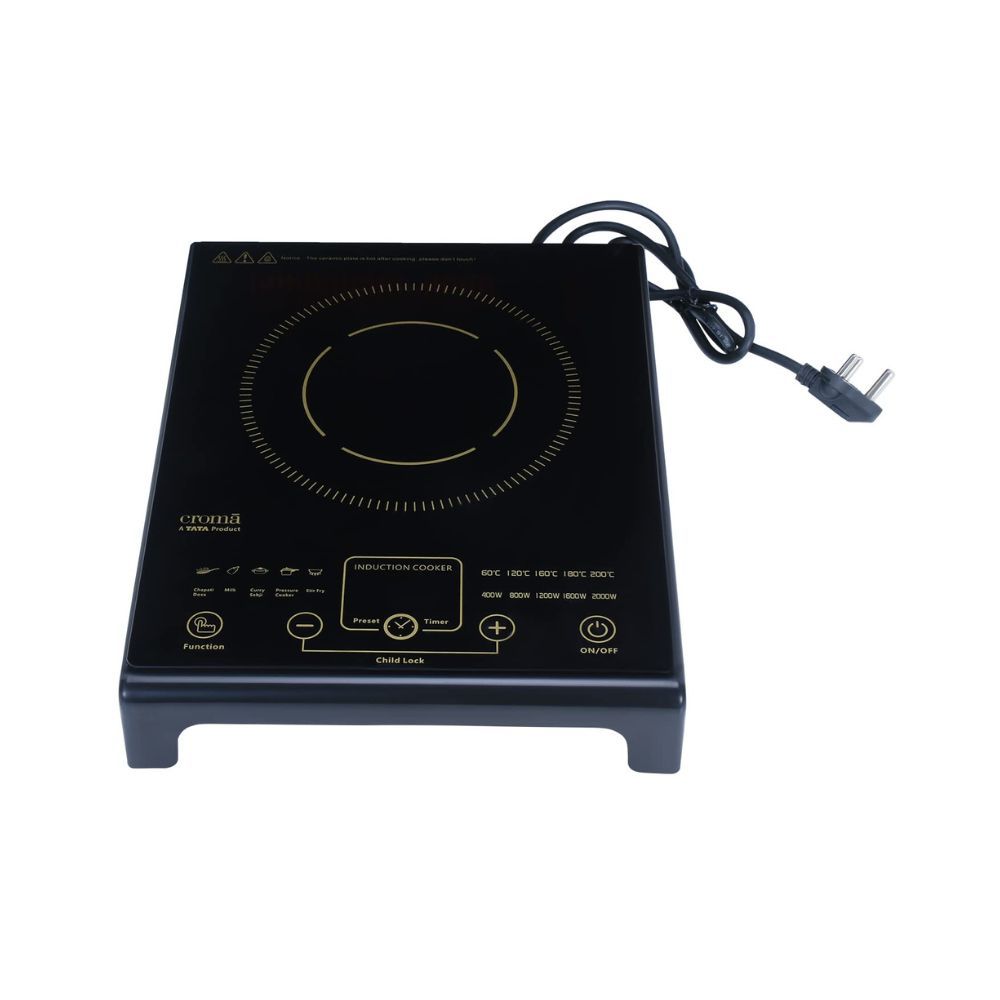 Croma 2000 Watt Induction Cooktop with Touch Control Panel, 2 years warranty (CRSK20IICA255901, Black)