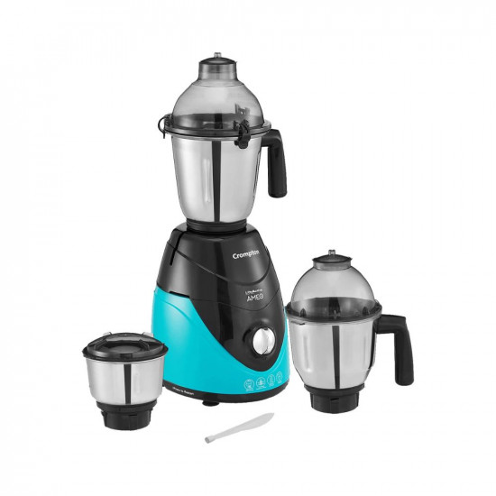 Crompton Ameo 750-Watt Mixer Grinder with MaxiGrind and Motor Vent-X Technology 3 Stainless Steel Jars Black  Green