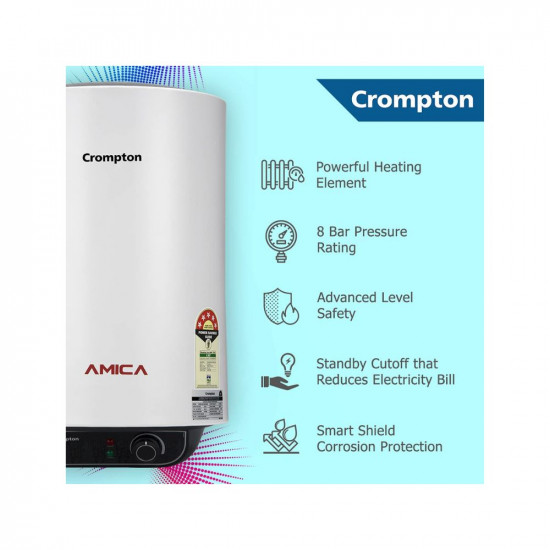 Crompton Amica 25-L 5 Star Rated Storage Water Heater (Geyser) (Black & White)