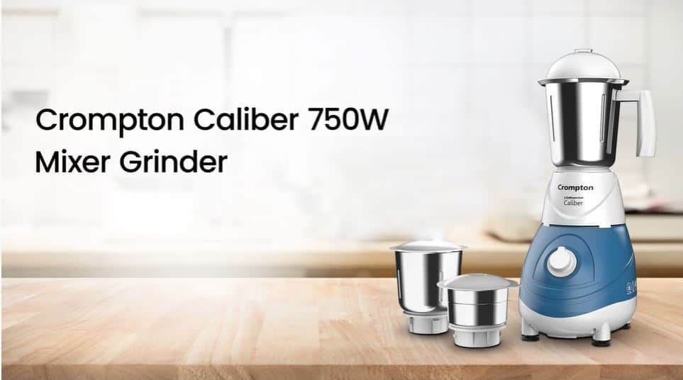 Crompton Caliber Mixer Grinder 750Watts Power Motor Vent-x Technology Stainless 3Jar
