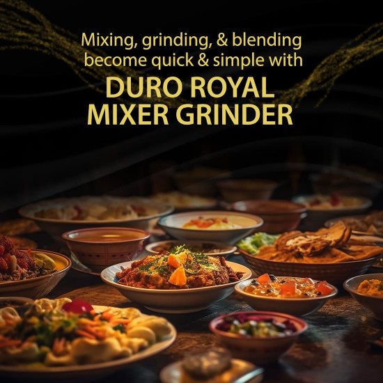 Crompton Duro Royal 750 W Mixer grinder with 3 Jars 3 stainless steel Jars with lid lock Maxi Grind Technology  Food Grade JarsBlack