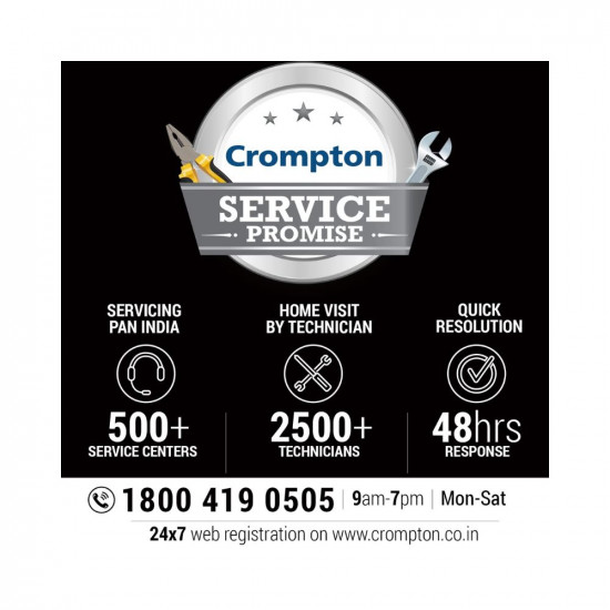 Crompton Energion Cromair 1200Mm (48 Inch) BLDC Ceiling Fan High Speed 5S 28W Energy Efficient With Remote (Opal White)(Aluminium), (5 Years Warranty)