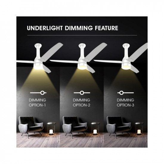 Crompton Energion Roverr Underlight 1200mm (48 inch) BLDC Ceiling Fan (Pristine White), Pack of 1, (5 Years Warranty)