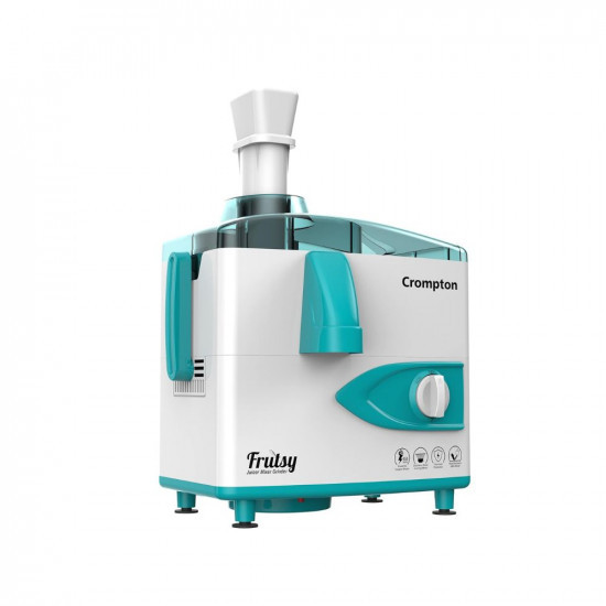 Crompton Frutsy 450-Watt Juicer Mixer Grinder with Multi-Functional Blade System 1 Stainless Steel Jar and 1 Juicer Jar White  Turquoise FRUTSY4502J
