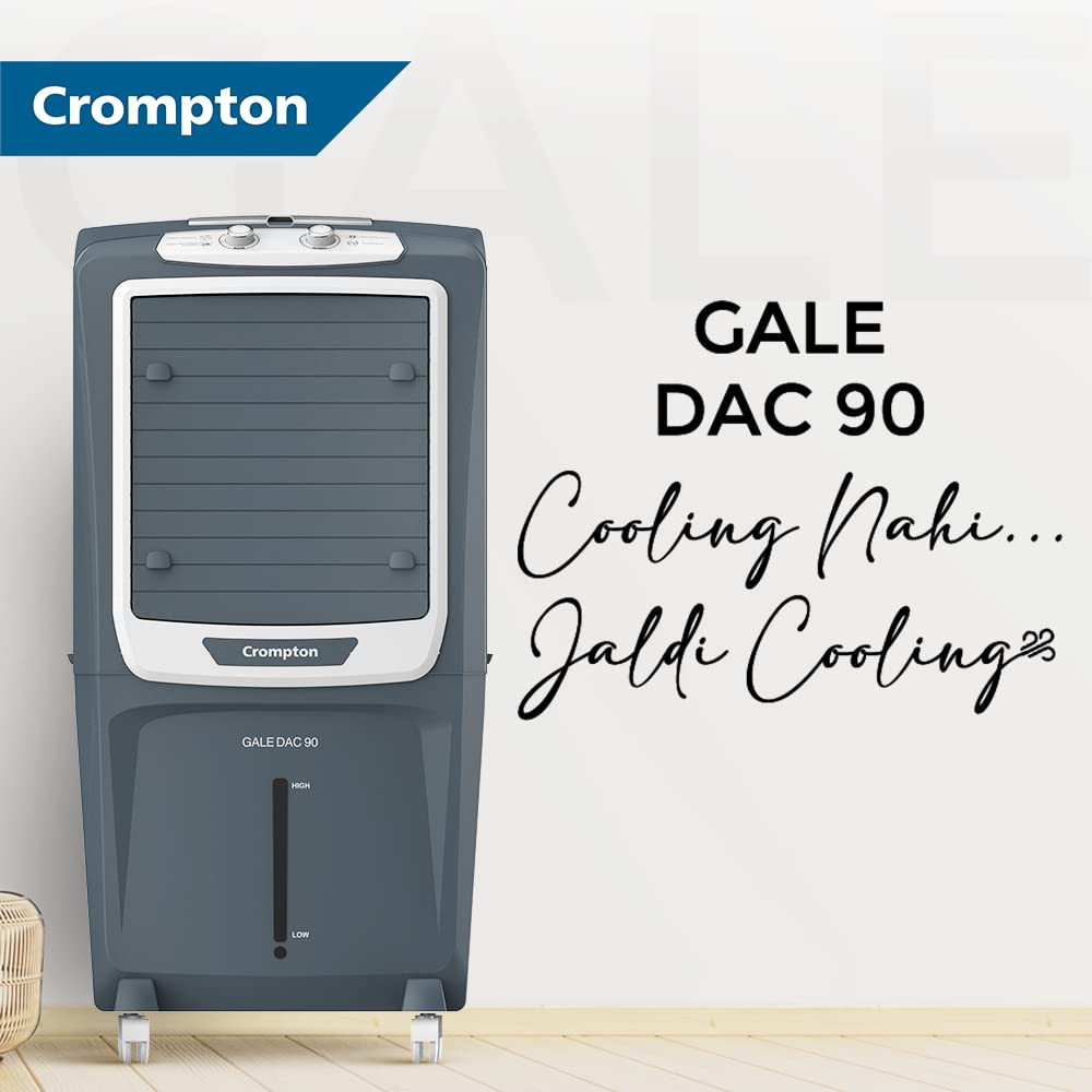 Crompton Gale 90 Litres Desert Air Cooler for home  Large  Easy Clean Ice Chamber  4-Way Air Deflection  Density Honeycomb Pads  Everlast Pump