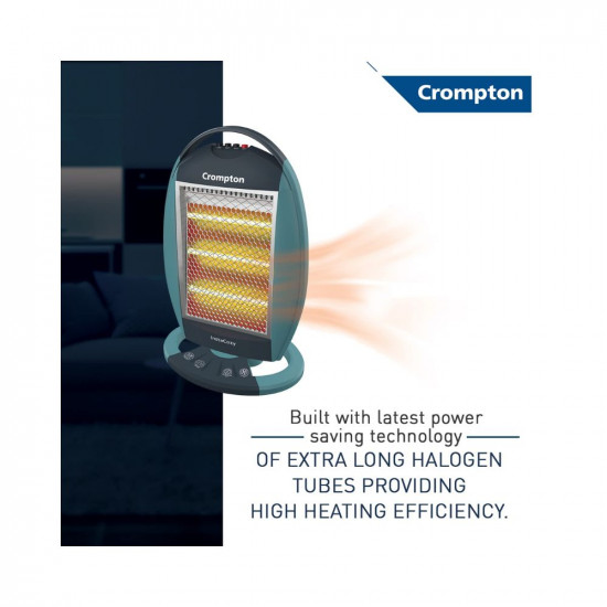 Crompton Insta Cozy 1200 Watt Halogen Room Heater with 3 Heat Settings(Grey Blue)