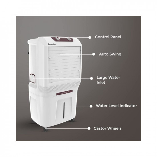 Crompton Marvel Neo Inverter Compatible Portable Personal Air Cooler (40L, White).