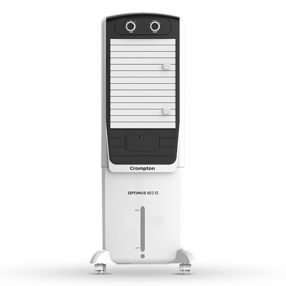 Crompton Optimus Neo 35 Litres Tower Air Cooler for home  Easy Clean Ice Chamber  4-Way Air Deflection  High Density Honeycomb Pads  Everlast Pump