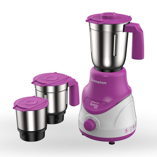 Crompton QUESTA DLX Mixer Grinder 100 Copper Motor  Motor Vent-X Technology 3 Stainless Steel Jars Lavender