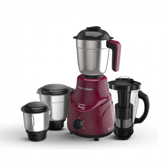 Crompton QUESTA ROYALX 750-Watt Mixer Grinder with Powertron Motor  Motor Vent-X Technology 3 Stainless Steel Jars 15L Blender Jar with Fruit Filter Beetroot