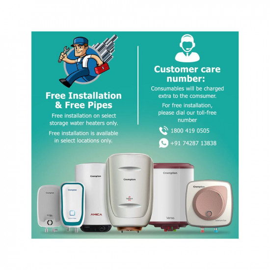 Crompton Solarium Aura 25-L 5 Star Rated Storage Water Heater with Free Installation and connection pipes (White)