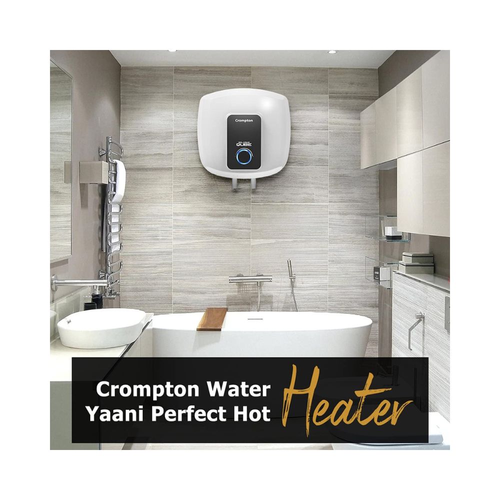 Crompton Solarium Qube 10-L 5 Star Rated Storage Water Heater with Free Installation and Connection Pipes (White)