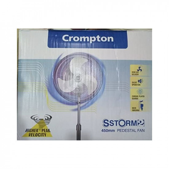 Crompton Storm 450 mm High Speed Pedestal Fan 1400RPM (Black)