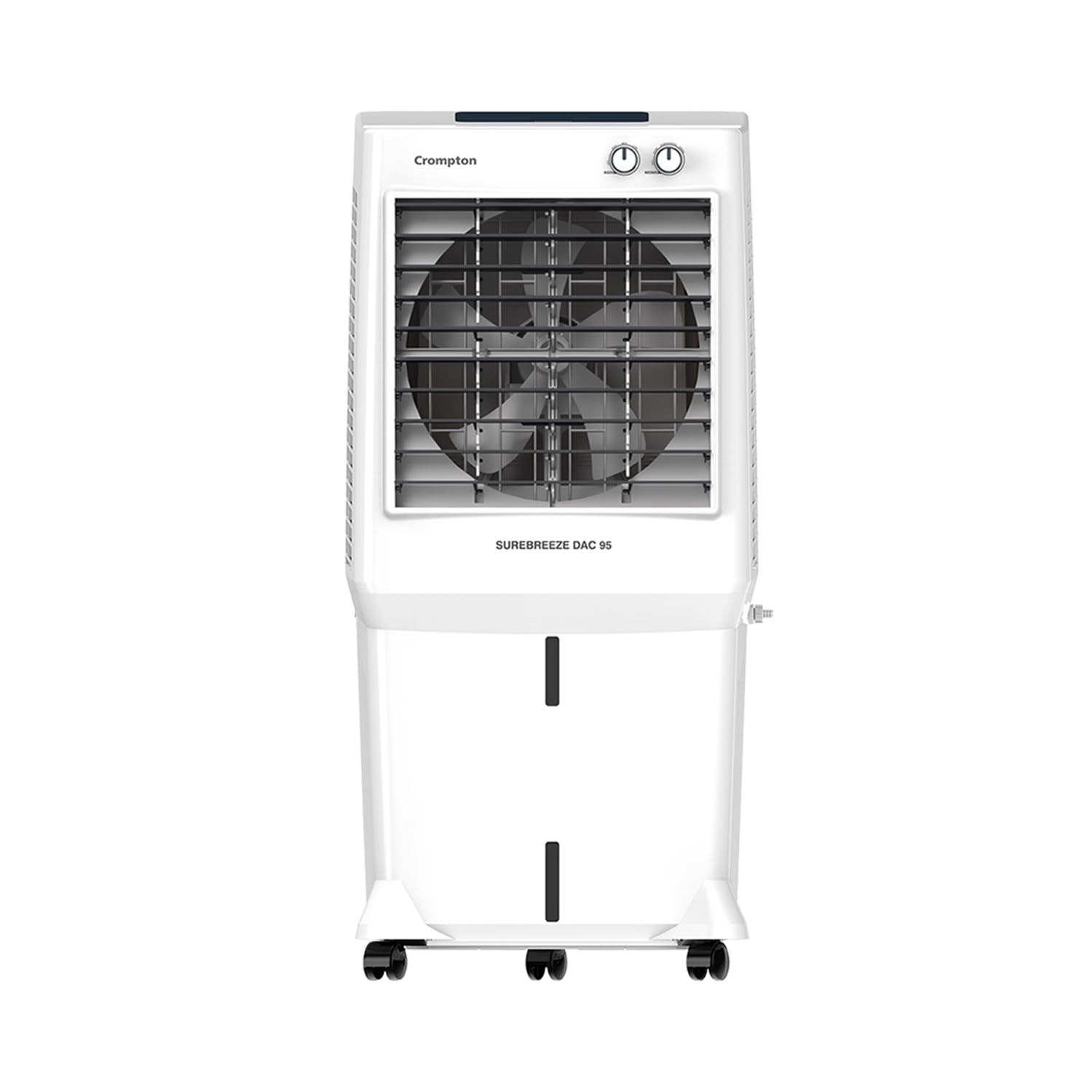 Crompton Surebreeze 95 Desert Air cooler for home  High Density honeycomb pad for faster cooling  4 way air-deflection  Auto Swing  Faster air delivery Everlast Pump With ball bearing advantage