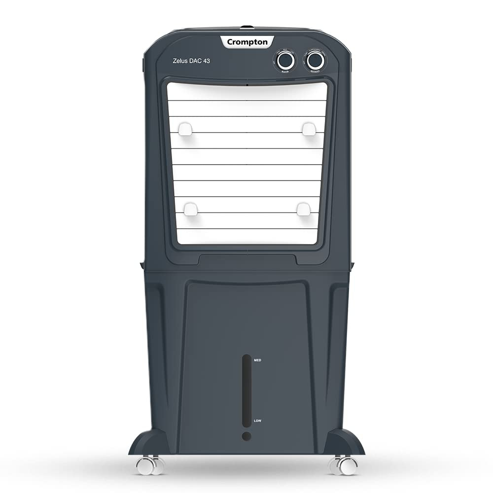 Crompton Zelus DAC Desert Air Cooler- 43L with Everlast Pump 4-Way Air Deflection and Honeycomb Pads Grey ACGC-ZELUSDAC43