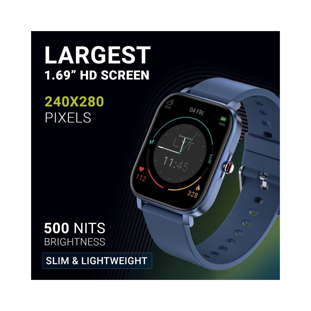 Crossbeats Ignite LYT Spo2 1.69 HD Display 500 nits Brightness Display Smart Watch for Men & Women - Sapphire Blue
