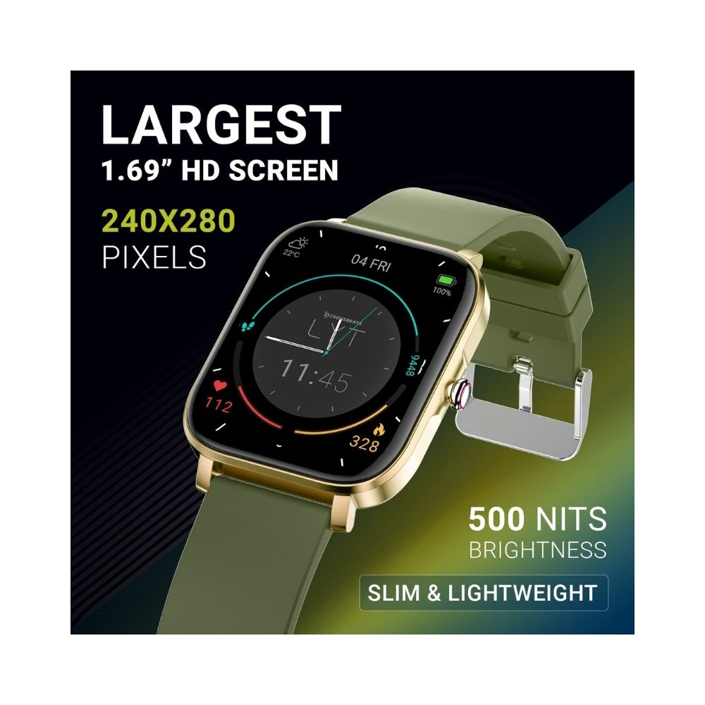 Crossbeats Ignite LYT Spo2 1.69ÃÂ HD Display 500 nits Brightness Display Smart Watch for Men & Women - Zenith Gold