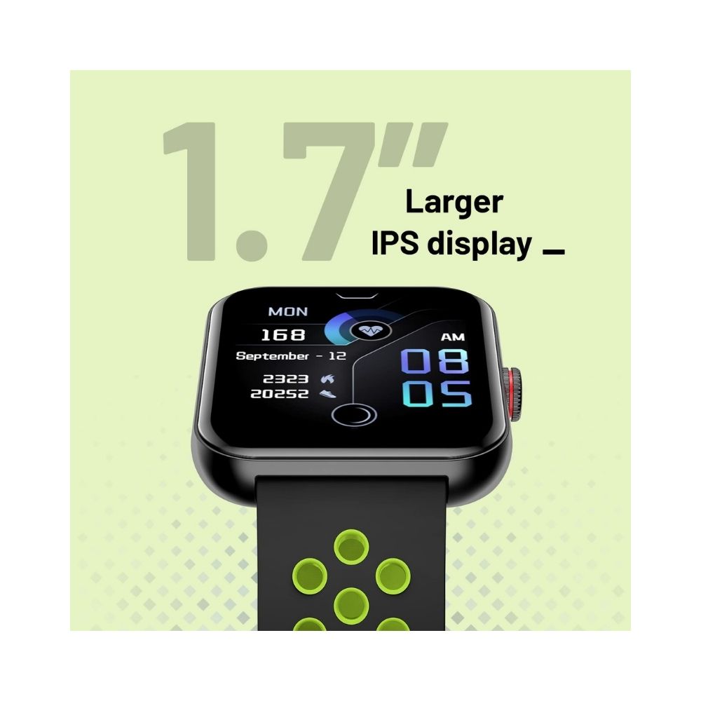 Crossbeats Ignite S3 Bluetooth Calling & Spo2 Smartwatch AI Voice Assistant, 1.7â HD IPS Display & Ultra-Thin Metal Body - Sporty Green