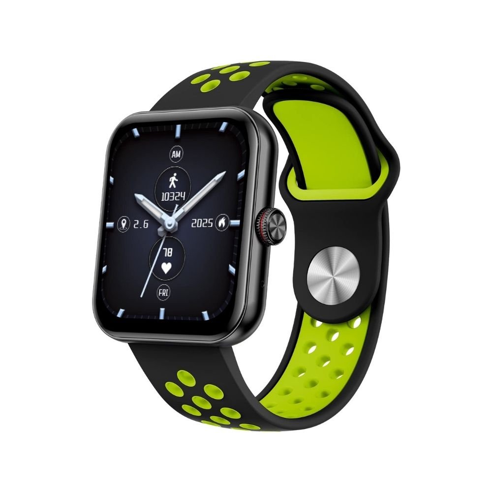 Crossbeats Ignite S3 Bluetooth Calling &amp; Spo2 Smartwatch AI Voice Assistant, 1.7 HD IPS Display &amp; Ultra-Thin Metal Body - Sporty Green