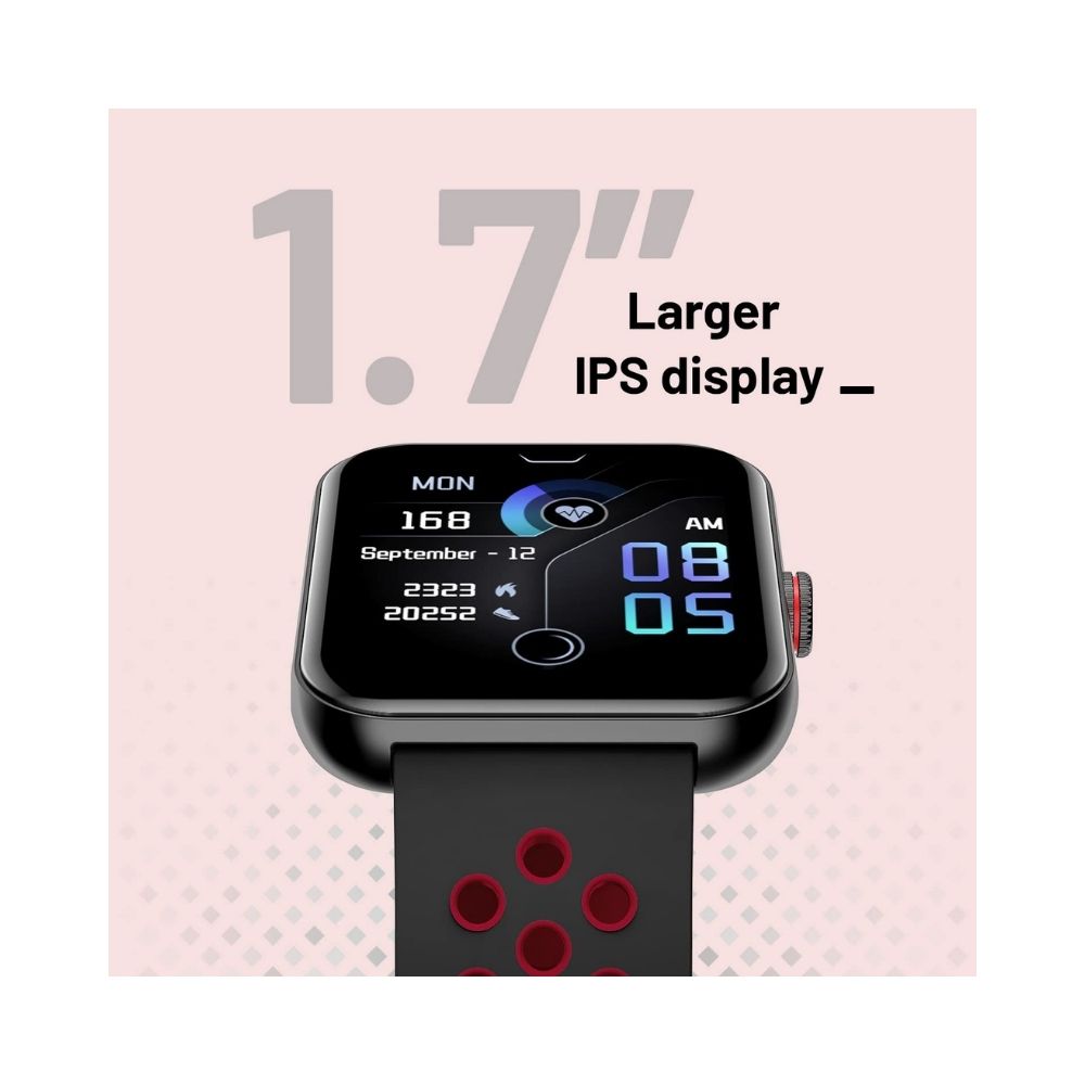 Crossbeats Ignite S3 Bluetooth Calling & Spo2 Smartwatch AI Voice Assistant, 1.7â HD IPS Display & Ultra-Thin Metal Body - Sporty Red