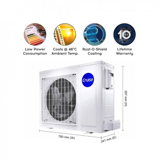 Cruise 1 Ton 3 Star Inverter Split AC with 7-Stage Air Filtration (100% Copper, Convertible 4-in-1, PM 2.5 Filter, 2022 Model, CWCVBH-VQ1W123, White)