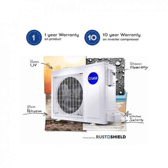 Cruise 1 Ton 3 Star Inverter Split AC with 7-Stage Air Filtration (100% Copper, Convertible 4-in-1, PM 2.5 Filter, 2022 Model, CWCVBH-VQ1W123, White)