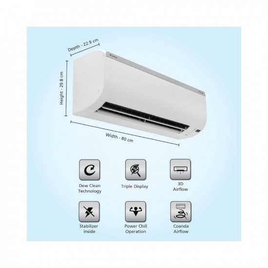 Daikin 1 Ton 3 Star Inverter Split AC Copper PM 25 Filter 2023 Model MTKL35UV16 White
