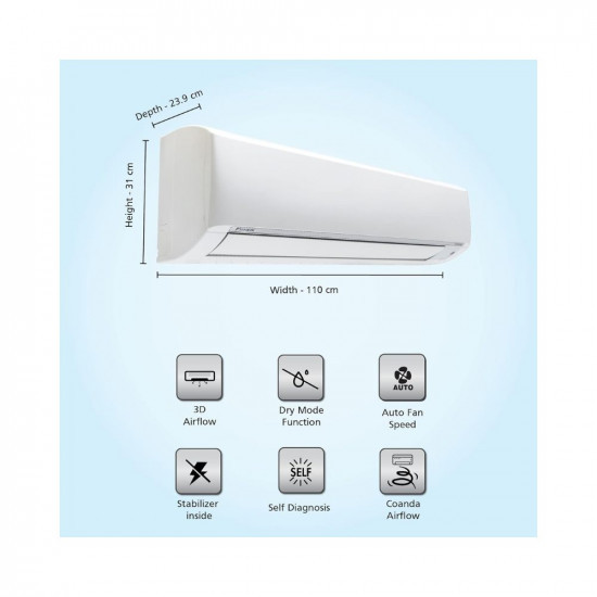 Daikin 202 Ton 3 Star Inverter Split AC Copper PM 25 Filter 2022 Model Model FTKL71UV16 White