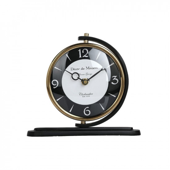 Decor de Maison Handcrafted Black Gold Aleksi Table Clock for Home Decor Table Decor Clock for Living Room Bedroom Study Table and Office Desk (9 inch Height)