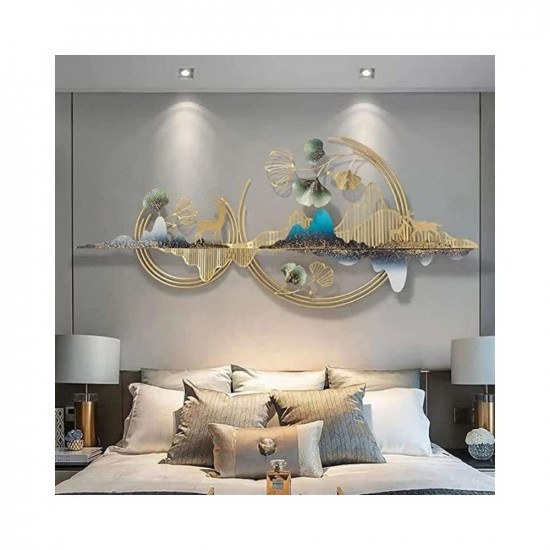 Decorative Metal Wall Art Mountain with Deer for Wall Decoration |Decorative Hanging & Sculpture for Home Living Room Decor Bedroom