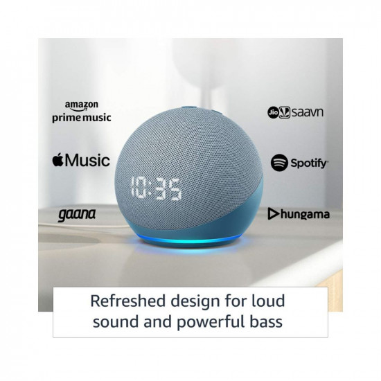 Echo Dot 4th Gen 2020 release with clock  Next generation smart speaker with powerful bass LED display and Alexa Blue