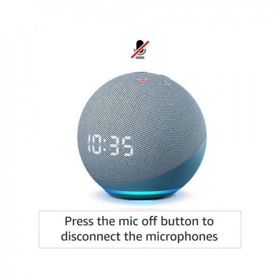 Echo Dot 4th Gen 2020 release with clock  Next generation smart speaker with powerful bass LED display and Alexa Blue