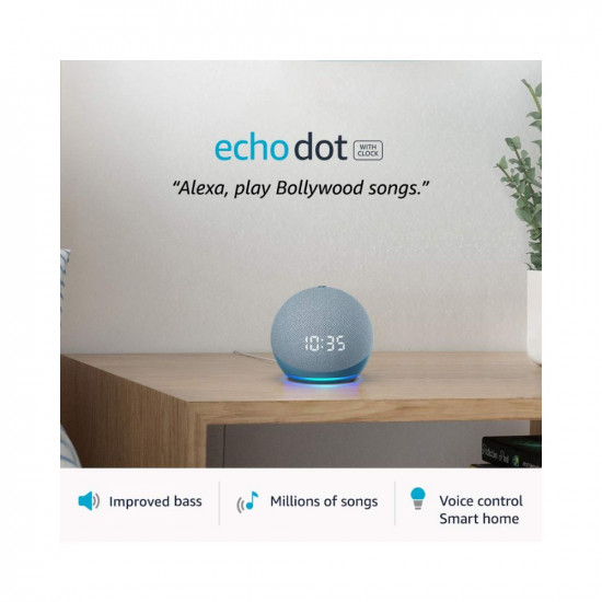 Echo Dot 4th Gen 2020 release with clock  Next generation smart speaker with powerful bass LED display and Alexa Blue