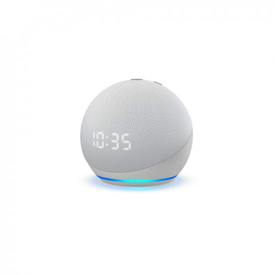 Echo Dot 4th Gen 2020 release with clock  Next generation smart speaker with powerful bass LED display and Alexa White