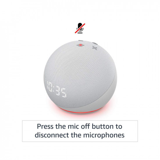 Echo Dot 4th Gen 2020 release with clock  Next generation smart speaker with powerful bass LED display and Alexa White