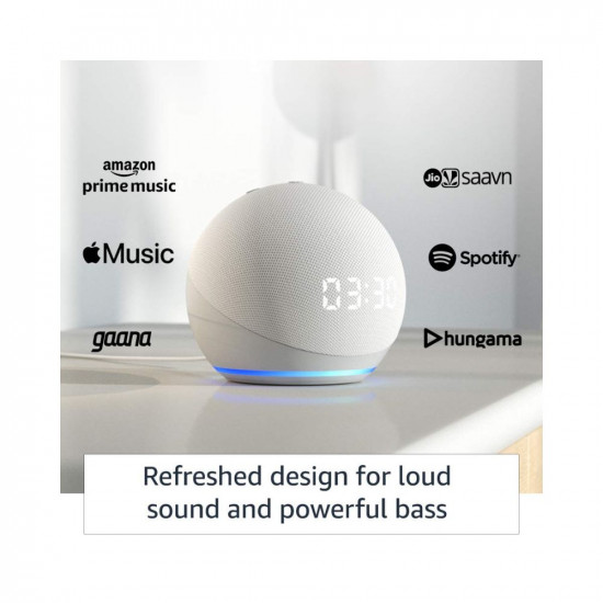 Echo Dot 4th Gen 2020 release with clock  Next generation smart speaker with powerful bass LED display and Alexa White