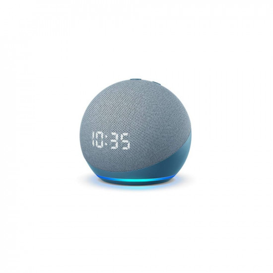 Echo Dot 4th Gen Blue with clock combo with Wipro 9W LED smart color Bulb