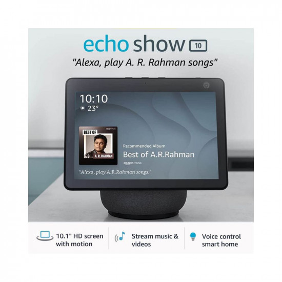 Echo Show 10- 101 HD smart display with motion premium sound and Alexa Black