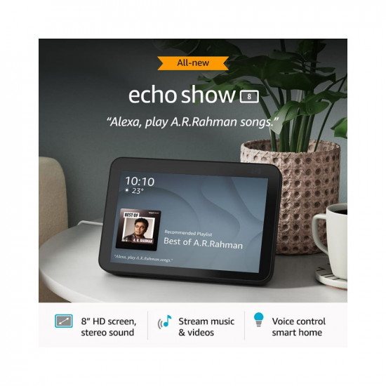 Echo Show 8 2nd Gen 2021 release- Smart speaker with 8 HD screen stereo sound  hands-free entertainment with Alexa Black